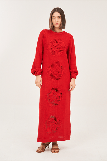Vestido Azulejos Vermelho Blforyou - Vermelho