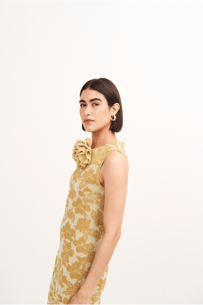 Vestido Midi Jasmin Dourado Blforyou - Dourado