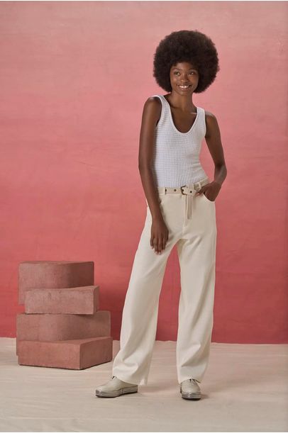 Calca Sarja Kumari Off White Paula Raia - Off White