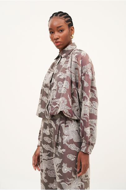 Camisa Tsuru Linnen - Marrom