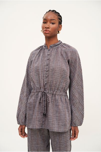 Camisa Jardim De Pedra Linnen - Xadrez