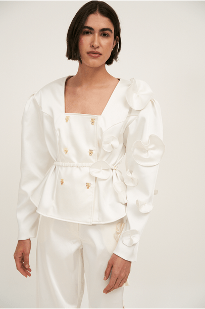 Blazer Arandela Aplicacoes Off White Lo De Lui - Off White