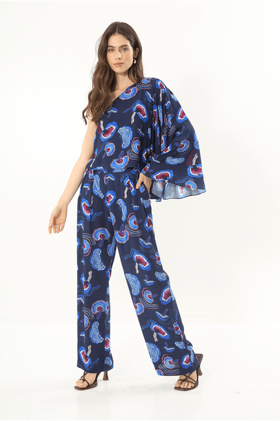 Blusa One Shoulder Mushroom Marinho Niini - Marinho