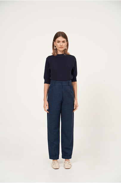 Blusa Tricot Mc Di Base Clemence - Marinho