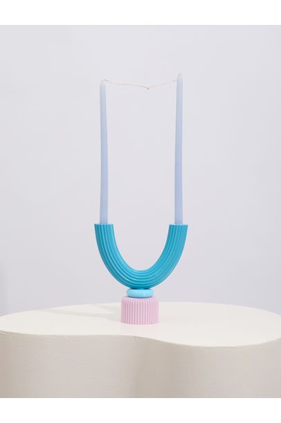 Castiçal Duplo Mix Azul Cian Candle - Azul