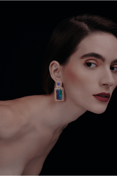 Brinco Partenon Denise Cassou Couture Jewelry - Dourado - Dourado