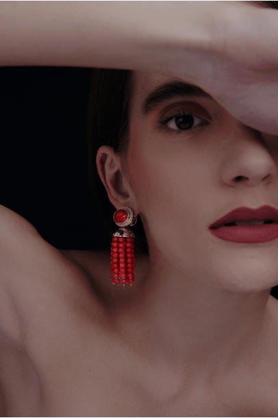 Brinco Positano Denise Cassou Couture Jewelry - Vermelho