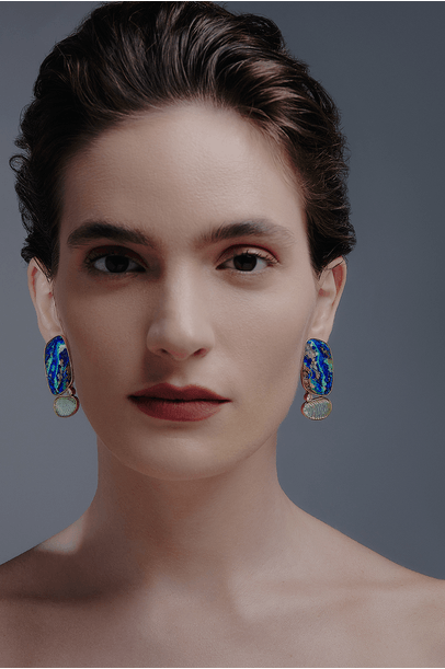 Brinco Hera Denise Cassou Couture Jewelry - Azul