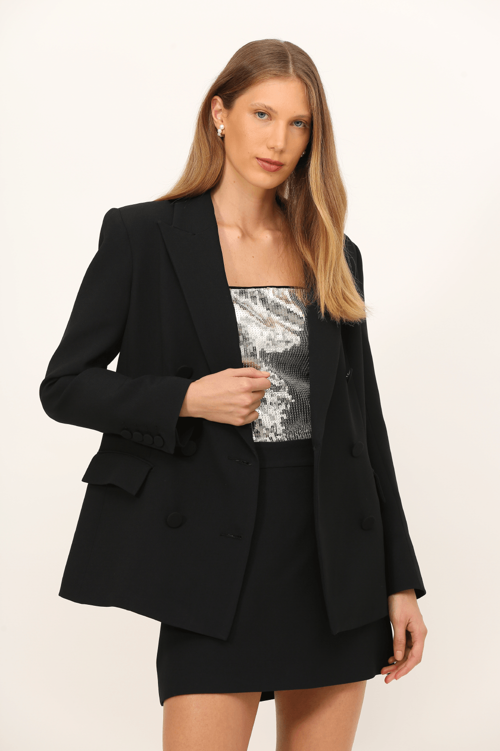 Blazer Crepe Spirit Bea Nk - Preto