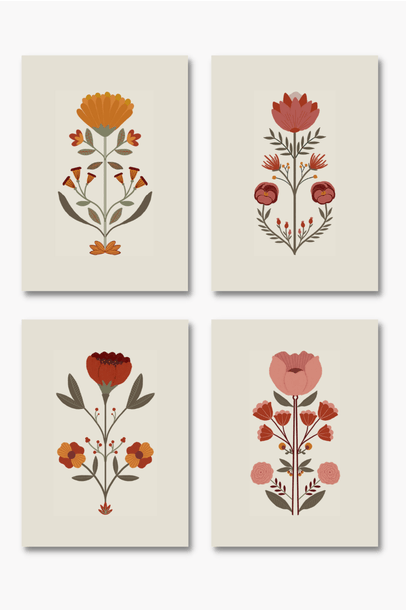 Kit com 4 Posters Tulipas Edamami + The Kid´s List  - Floral