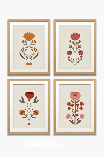 Kit com 4 Posters Tulipas Edamami + The Kid´s List  - Floral