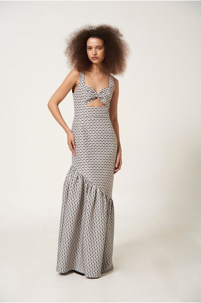 Vestido Longo Lanzarotti Framed - PRETO E BRANCO