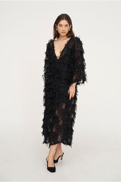Vestido Kimono Organza Lilly Sarti - PRETO