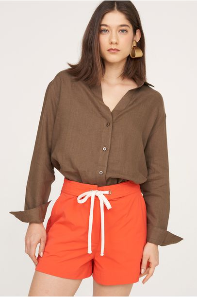 Camisa Linho Pregas Egrey - VERDE