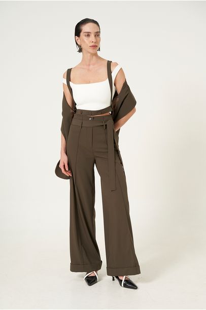 Calça De Gabardine Ampla Gloria Coelho - Marrom