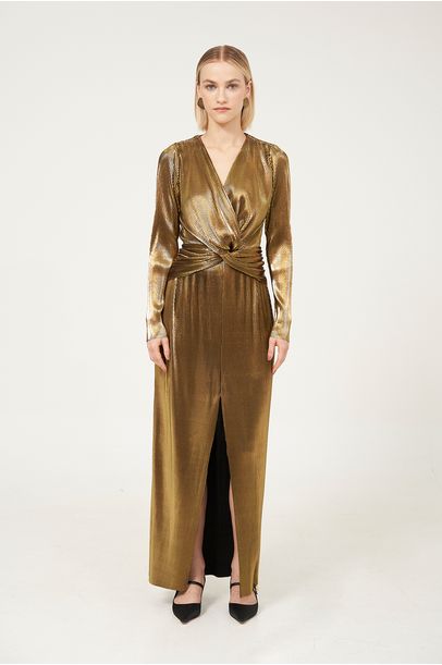 Vestido Pieghattato Vic - Dourado