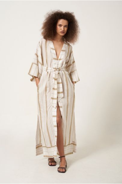 Vestido Chemise Eluzai Framed - Listras