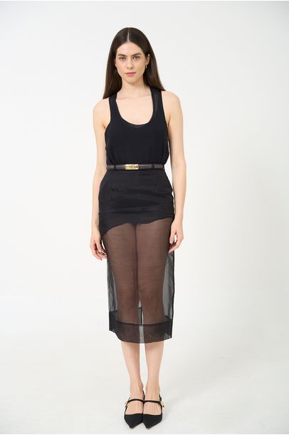 Saia Midi Lalique Framed - Preto