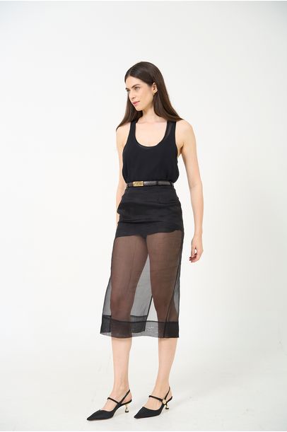 Saia Midi Lalique Framed - Preto