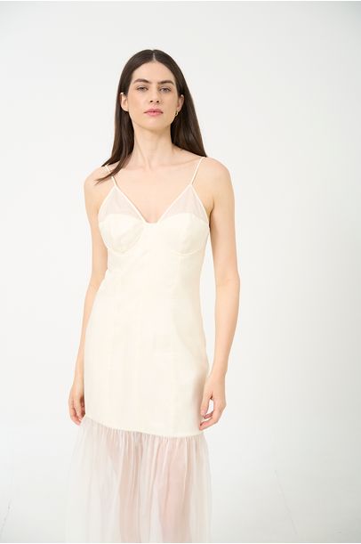 Vestido Midi Lalique Framed -OFF WHITE