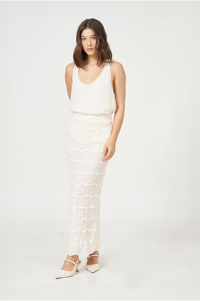 Saia Midi Talasi Framed - OFF WHITE