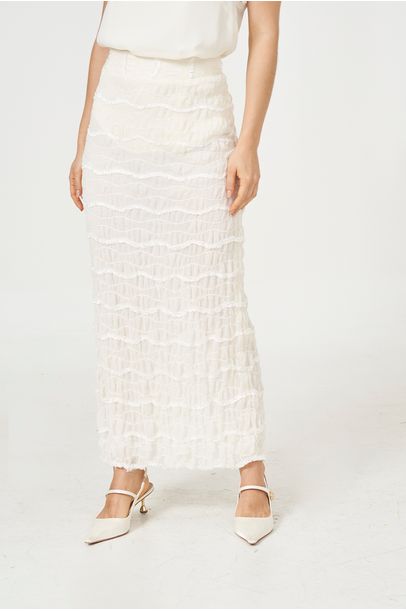 Saia Midi Talasi Framed - OFF WHITE