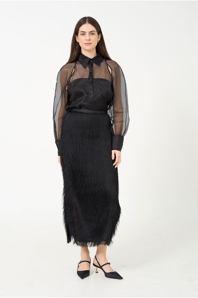 Saia Midi Diane Framed - PRETO