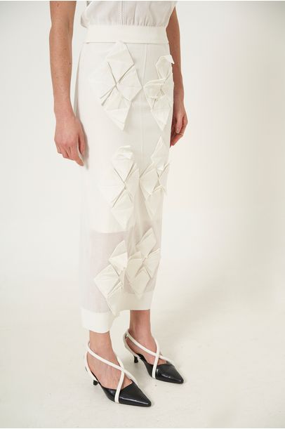 Saia Tricot Origami Organza Coven -  BRANCO