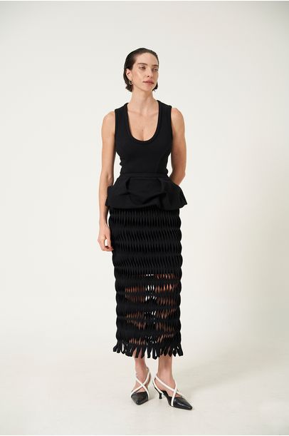 Vestido Tricot Tiras Espiral Coven -  PRETO