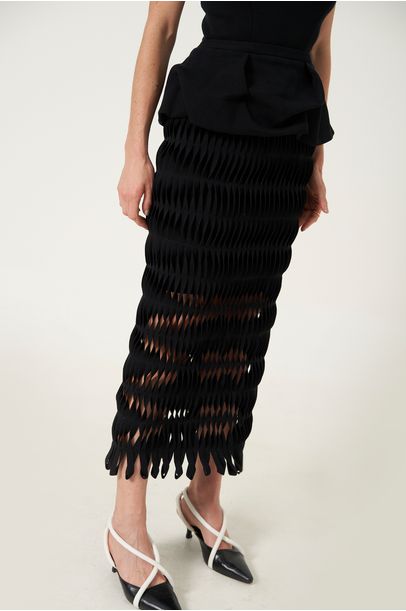 Vestido Tricot Tiras Espiral Coven -  PRETO