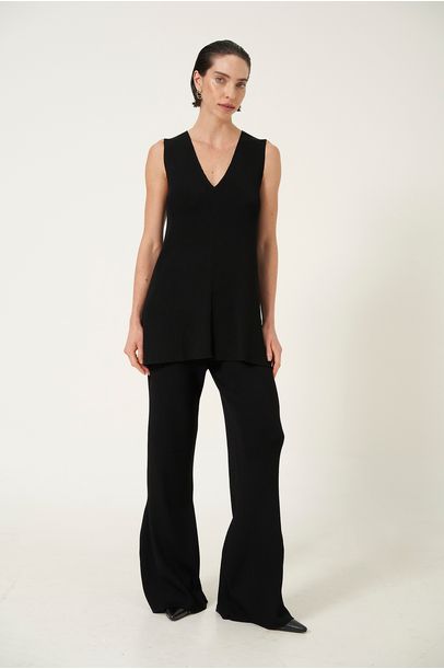Calça Flare Tricot Preto Egrey - PRETO