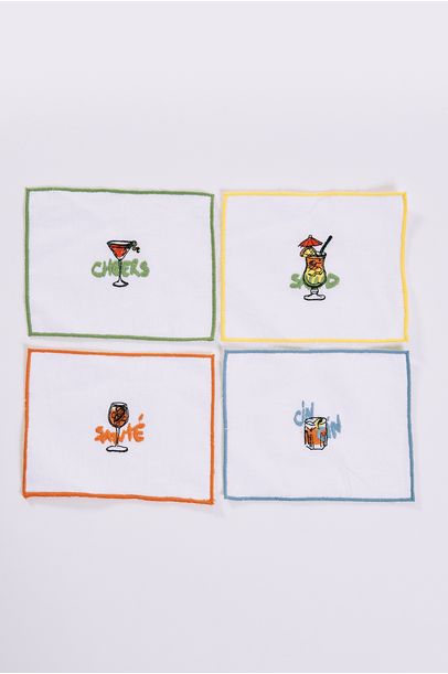 Kit Guardanapo Coquetel Bordas Fun Gallerist + Meza Home - MULTICOLORIDO
