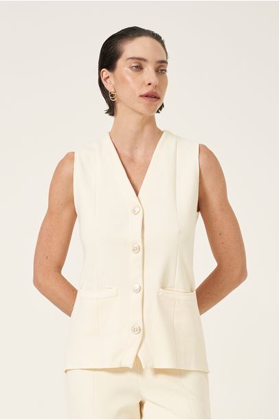 Colete Tricot Botoes Missinclof - OFF WHITE