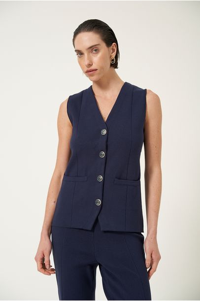 Colete Tricot Botoes Missinclof - MARINHO