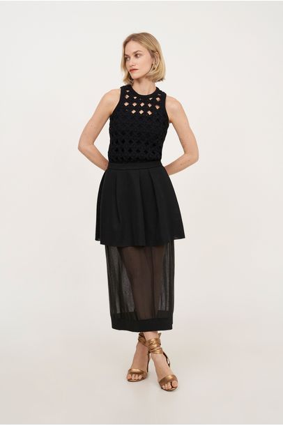 Regata Tricot Tiras Tramadas Coven -  PRETO