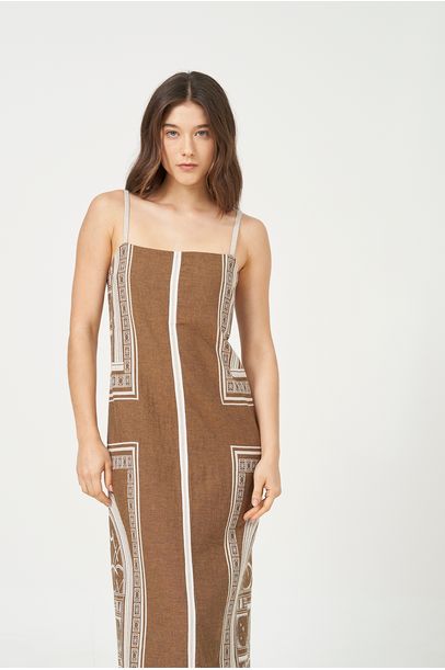 Vestido Midi Yokichi Framed - MARROM