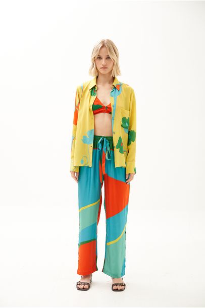 Camisa Ml Amarelo Marina Cecchi - MULTICOLORIDO