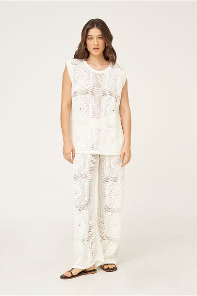 Calça Bacha Quadrados Blforyou - OFF WHITE
