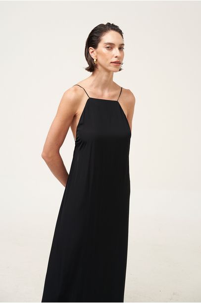 Vestido Longo Acrílico Adriana Degreas - PRETO