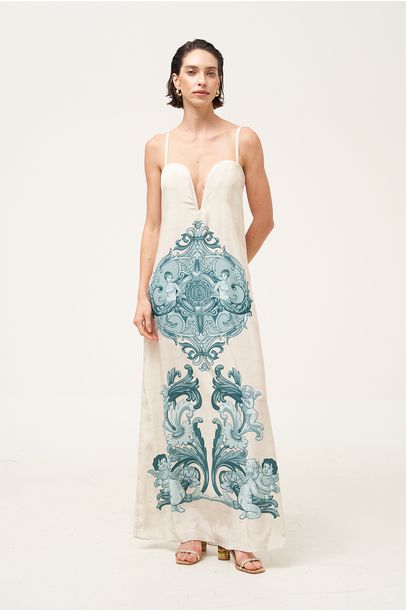 Vestido Longo Estruturado Adriana Degreas - MULTICOLORIDO