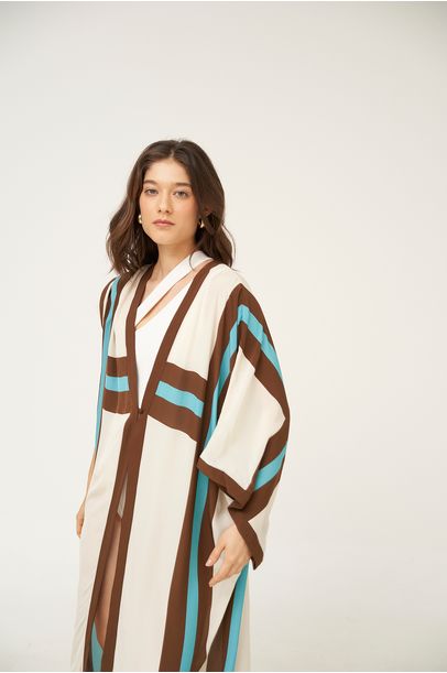 Robe Longo Vivo Contrastante Adriana Degreas - MULTICOLORIDO