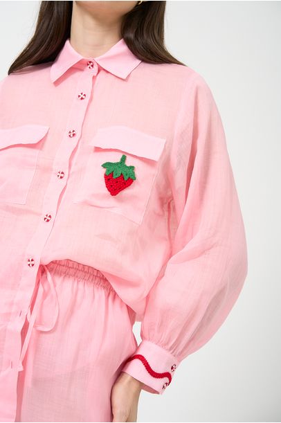 Camisa Voil Linho Bordado Missinclof - ROSA