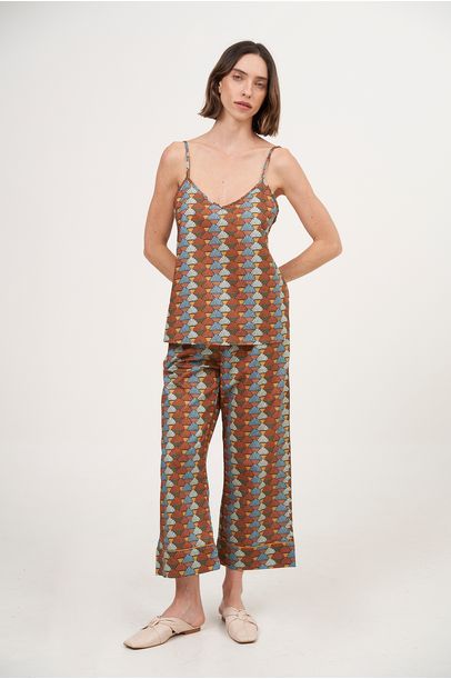 Pijama Cropped Geométrico Vintage Anotheroom - Multicolorido