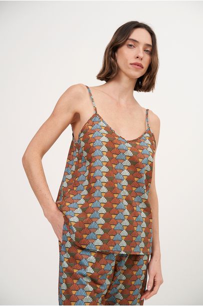 Pijama Cropped Geométrico Vintage Anotheroom - Multicolorido