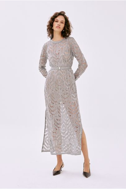 Vestido Midi Renda Crisalida Gig - PRATA