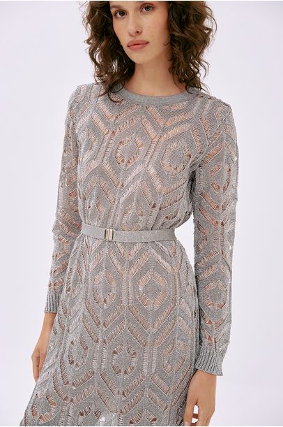Vestido Midi Renda Crisalida Gig - PRATA