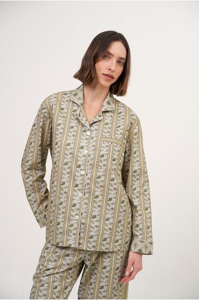 Pijama Longo Palmeira Vintage Anotheroom - Multicolorido
