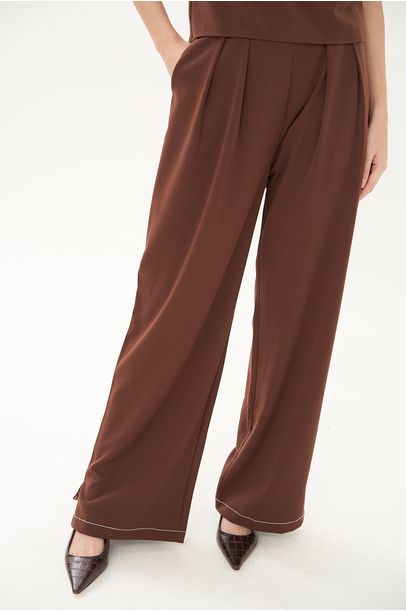Calça Pantalona Simetria A.Niemeyer - MARROM