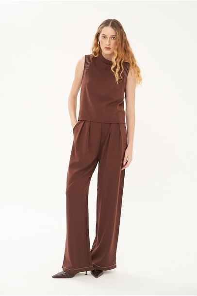 Calça Pantalona Simetria A.Niemeyer - MARROM