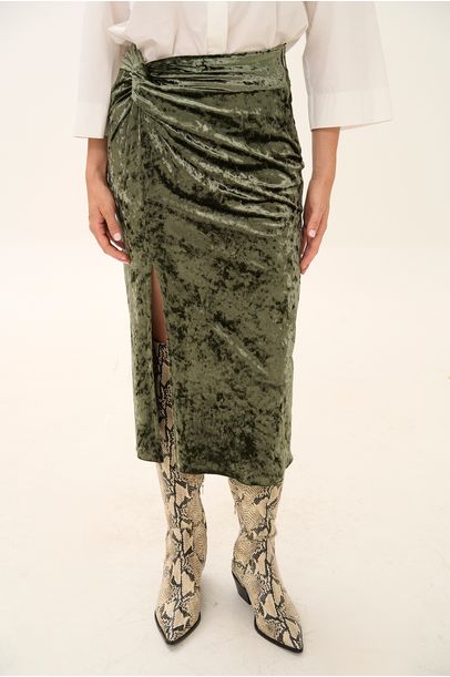 Saia Midi Veludo Stains Taci Nk - VERDE